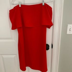 Charles Henry, red off the shoulder dress, NWT